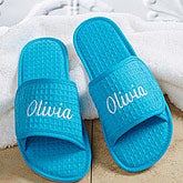 Personalized Waffle Weave Spa Slippers - Aqua - 14847