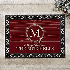 Personalized Christmas Doormat - Holiday Wreath - 14872