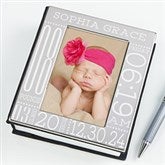 Personalized Silver Baby Picture Album - Baby Birth Information  - 14915
