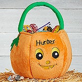 Personalized Halloween Pumpkin Boys Plush Trick or Treat Bag - 14972