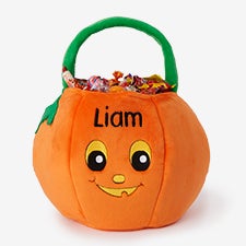 Personalized Halloween Pumpkin Boys Plush Trick or Treat Bag - 14972