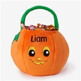 Personalized Halloween Pumpkin Boys Plush Trick or Treat Bag - 14972