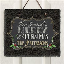 Personalized Slate Wall Plaque - Merry Little Christmas - 15000