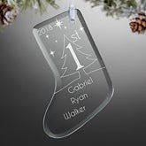 Engraved Glass Christmas Ornament - Baby's First Christmas - 15022