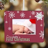 Personalized Mini-Frame Christmas Ornament - Baby's First Christmas - 15067