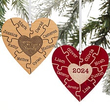 Personalized Puzzle Wood Christmas Ornament - Together We Make A Family - 15089