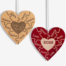 Personalized Puzzle Wood Christmas Ornament - Together We Make A Family - 15089