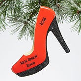 Personalized Red High Heel Christmas Ornament - 15101