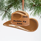 Personalized Cowboy Hat Christmas Ornament - 15103