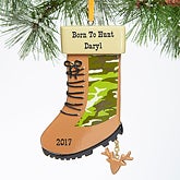 Personalized Outdoors Christmas Ornament - Camo Hunting Boot - 15104