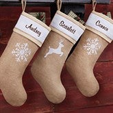 Personalized Burlap Christmas Stockings - Rustic Chic - 15107