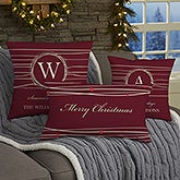 Personalized Christmas Throw Pillow - Holiday Wreath - 15119