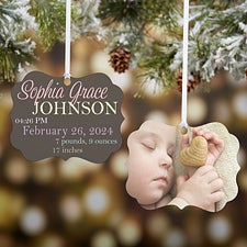 Personalized 2-Sided Photo Baby Ornament - Baby Announcement - 15144