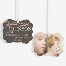 Personalized 2-Sided Photo Baby Ornament - Baby Announcement - 15144