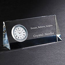 Personalized Crystal Desk Clock Nameplate - Inspiring Quotes - 15147