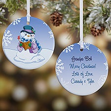 Personalized Precious Moments Snowman Christmas Ornament - 15156