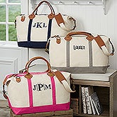 Embroidered Canvas Duffel Bag - Luxurious Weekender - 15171