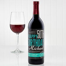 Personalized Birthday Wine Bottle Label - Vintage Age - 15177