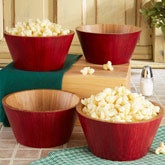 Set of 4 Red Bamboo Salad & Snack Bowls - 15234