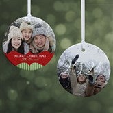 Personalized 2-Sided Photo Christmas Ornament - Classic Holiday - 15248