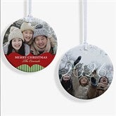 Personalized 2-Sided Photo Christmas Ornament - Classic Holiday - 15248