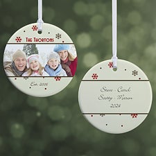 Personalized 2-Sided Photo Christmas Ornament - Snowflake - 15253