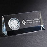 Personalized Crystal Desk Clock Nameplate - Executive Monogram - 15311