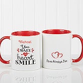 Personalized Romantic Coffee Mug - You Make My Heart Smile - 15314