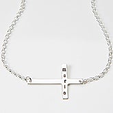 Personalized Silver Sideways Cross Necklace - 15348D