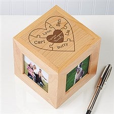 Personalized Wood Photo Cube - Together We Make A Family - 15368