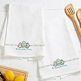 Personalized Easter Waffle Weave Towel Set - Happy Easter - 15381