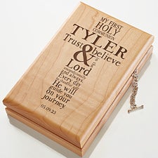 Engraved Wood Valet Box - First Communion - 15404