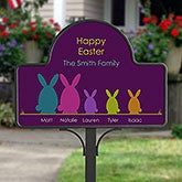 Personalized Garden Stake & Sign - Easter Bunny Family - 15438
