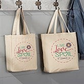 Personalized Canvas Tote Bag - Live, Love, Spoil - 15475
