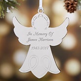 Personalized Silver Memorial Ornament - Angel - 15480