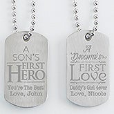 Personalized Dog Tag Set Of Two - First Hero, First Love - 15647