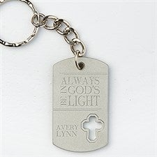 Personalized Cross Dog Tag Keychain - Gods Light - 15689