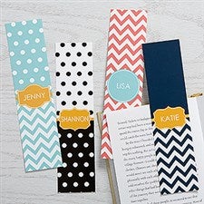 Personalized Paper Bookmarks Set of 4 - Preppy Chic - 15715