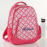 Geo Pink Embroidered Backpack - 15719