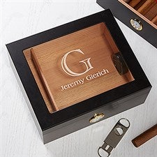 Premium Black Personalized Cigar Humidor - 50 Count - 15745