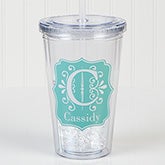 Personalized Acrylic Insulated Tumbler - Blooming Monogram - 15800