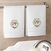 Personalized Christmas Linen Guest Towel Set - Spirit Of The Season - 15844