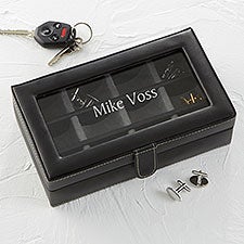 Personalized Leather 12 Slot Cufflink Box - 15866