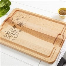 Personalized Christmas Maple Cutting Board - Snowflakes - 15910
