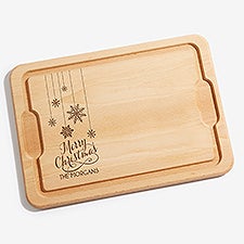 Personalized Christmas Maple Cutting Board - Snowflakes - 15910