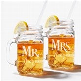 Personalized Wedding Glass Mason Jar 2 Piece Set - Mr. & Mrs. - 15921