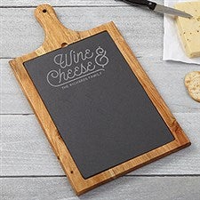 Personalized Slate & Wood Paddle - Wine & Cheese Board - 15958