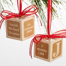Personalized Wood Block Ornament - Babys 1st Christmas - 16003D