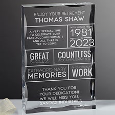 Personalized Retirement Keepsake Block - 16033