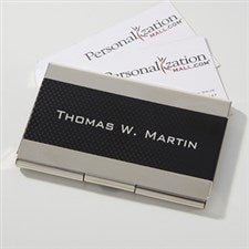 Personalized Black  Silver Business Card Case - Executive - 16036